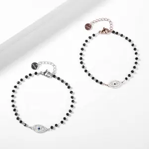 Groothandel Nieuwe Designer Trendy Custom Rvs Crystal Eye Chain Kralen Armband Voor Dame
