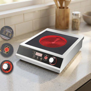 Cuisinière infrarouge commerciale OEM en acier inoxydable Eurokera France avec panneau en verre trempé, 1 à 13 niveaux de puissance, minuterie, affichage numérique LED - Product Image 2