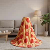 Couverture en flanelle super douce tricotée, portable, motif quatre burritos tortillas pizza, taille adulte