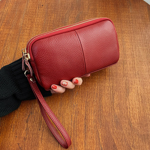 Bolso de Mano de Cuero Genuino para Mujer, Modelo 2025, Estilo Casual Simple con Cierre, Texturizado, Pequeño, Venta al Por Mayor - Product Image 4