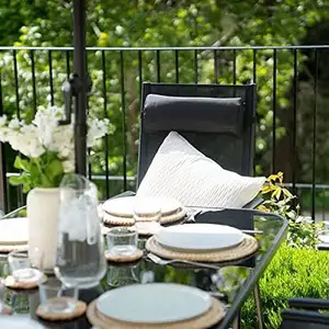 해변 야외 의자 제조 프로모션 라운드 유리 식사 비스트로 정원 테이블과 접이식 야외 가구 현대