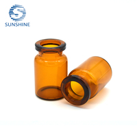 Flacon en verre pharmaceutique tubulaire ambré de 5 ml, flacon en verre vide pour injection, emballage de médicaments, vente en gros