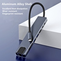 High Quality USB Hub 3.0 Multiport Adapter SD TF PD 100W HDTV 4K 30Hz RJ45 100Mbps 8 in 1 Docking Station