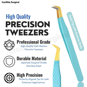 Pinzas de pestañas de acero inoxidable personalizadas de alta calidad con empuñadura de diamante y Punta puntiaguda herramienta de accesorios de logotipo personalizado - Product Image 3