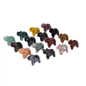 Natural Stone Elephant Crystal Carving Healing Stone Animal Figurine Children Gift Ornament