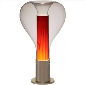 Modern Glass Lantern Lampshade Matte Nickel Metal Aluminum Base LED Table Lamp for Home Hotel