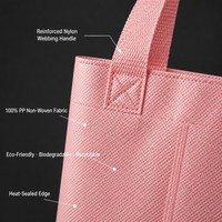 Sac cadeau rose non tissé avec nœud en satin, sac fourre-tout décoratif réutilisable pour baby shower, bridal shower, fête, vente en gros