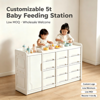 Étagère de rangement autoportante en plastique moderne et minimaliste pour enfants, organisateur domestique, armoire de rangement pour essentiels de bébé et station d'alimentation