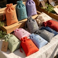 Sacs en toile de jute douce violette personnalisables avec logo, plusieurs tailles, écologiques, recyclables, réutilisables, pour emballage cadeau et usage domestique avec cordon de serrage