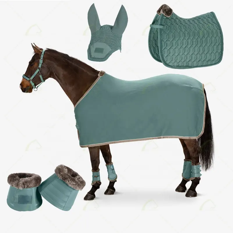 Bán Buôn Cưỡi Ngựa Ngựa Trang Bị Yên Ngựa Pad Set Rug Halter Bell Boots Fly Veil Gân Khởi Động Cho Cưỡi Ngựa Tùy Chỉnh