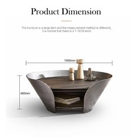 Table basse ronde à double plateau en céramique avec rangement, design unique pour le salon