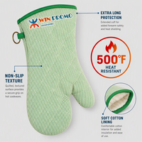 Gants de cuisine professionnels en coton matelassé résistant à la chaleur, avec logo personnalisé OEM, en gros, pour la cuisson et le barbecue
