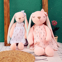 Boneka Kelinci Beludru Lembut Nan Menenangkan, Isi Kapas, Lapisan Jala, Telinga Panjang, Teman Tidur untuk Anak Perempuan, Remaja, Hadiah Paskah