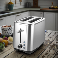 Grille-pain électrique en acier inoxydable 850W à 2 tranches avec fonction de réchauffement et de décongélation