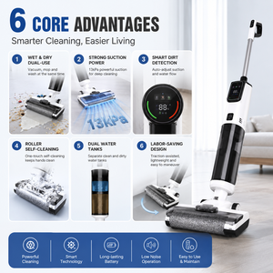 <span class=keywords><strong>Aspirateur</strong></span> sans fil humide et sec, nettoyeur de sol domestique avec double réservoir d'eau et réglage automatique de l'aspiration - Product Image 3