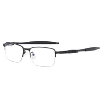MK91283 Gafas de Metal Rectangulares Unisex con Media Montura, Anti Luz Azul, Diseño Moderno, Lentes Ópticas
