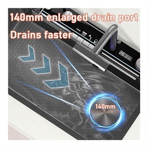 Lavello da Cucina Multifunzionale Smart a Cascata di Alta Qualità, Nuove Tendenze 2025, Fatto a Mano, <span class=keywords><strong>con</strong></span> Supporto per Telefono e Pistola Spray - Product Image 6