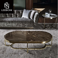 Neues Design Moderne Wohnzimmer möbel Top Marmor Oval Metall Mittel tisch Luxus Gold Couch tisch