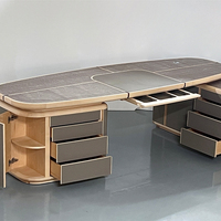 Table en bois Mobilier de bureau modulaire Bureau de direction Nouveau design Dessus de table moderne Bureau gris en bois de noyer