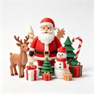 Juego de Decoración Navideña Impreso en 3D con PLA Personalizado, Adornos de Escritorio de Santa Claus, Reno y Muñeco de Nieve, Regalo Navideño para el Hogar - Product Image 4