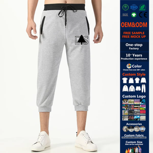 Blank Custom Puff Print Casual Sweatpants Wholesale Cotton Plain Workout Gym Jogger 3/4 <strong>Three</strong> <strong>Quarter</strong> Capri <strong>Pants</strong> Men - Product Image 1
