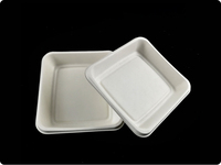 Plateau carré jetable pour gâteau d'anniversaire et dim sum, emballage à emporter biodégradable en bagasse de canne à sucre, assiettes à dessert, barbecue et collations