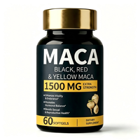 Extrait triple de racine de Maca OEM 1500mg avec poivre noir pour la santé sexuelle et reproductive des adultes - 60 gélules molles sans gluten, naturel