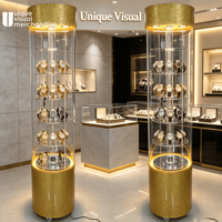 Vitrine rotative en acrylique avec éclairage LED pour montres, cosmétiques et lunettes de soleil