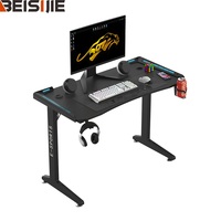 Bureau de jeu en forme de Z BEISIJIE avec lumières LED RVB Table de bureau de jeu d'ordinateur