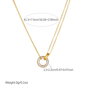 Minimalist Layered Necklace Double Chain Gold Silver Ring Pendant Daily Wear Gift Jewelry N4227 - Product Image 4