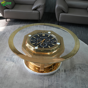 ساعة نحتية ذهبية حديثة بطول 1.4 متر مصنوعة حسب الطلب في المصنع مع تلميع سطحي للديكور المنزلي من الفولاذ المقاوم للصدأ مطلية بالذهب - Product Image 5