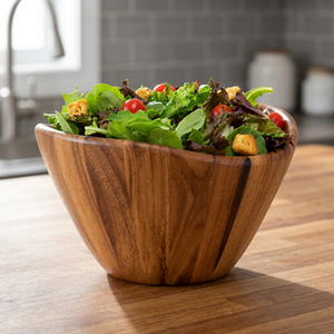 Grands bols à salade et à fruits en bois d'acacia véritable, écologiques, vintage, faits à la main, pour la table, la maison et le service alimentaire - Product Image 1
