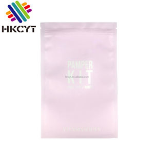 Sac en mylar transparent, personnalisé avec logo imprimé, 100 unités, pochette à fermeture éclair rose mat pour emballage de cils et rouge à lèvres - Product Image 3