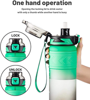Bouteille d'eau sport Tritan 32 oz en gros, sans BPA, qualité alimentaire, anti-fuite, avec poignée et cordon pour le camping en plein air et la salle de sport