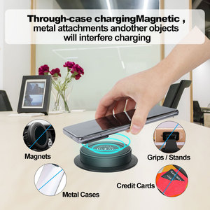 Chargeur sans fil 3 en 1 invisible intégré facile à installer et à charge rapide pour meubles de bureau avec sortie USB A C escamotable sous le bureau - Product Image 6