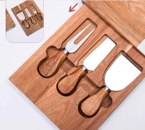 <span class=keywords><strong>Juego</strong></span> de Tablas de <span class=keywords><strong>Queso</strong></span> Premium con <span class=keywords><strong>Cuchillos</strong></span> para Mantequilla, Tenedor, Plato para <span class=keywords><strong>Queso</strong></span>, Tablas de Madera para Charcutería, Bandeja para Servir, Ideal para Regalo - Product Image 4