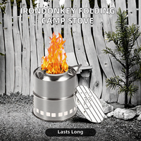 Barbecue au charbon de bois pliable en acier inoxydable pour l'extérieur, cuisinière de pique-nique, ustensiles de cuisine de camping avec couvercle de grill, vente en gros disponible