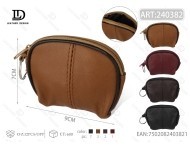 Portamonete Piccolo Mezzo Cerchio in Vera Pelle con Cerniera Singola Unisex Mini Portafoglio Tinta Unita Fodera in Poliestere SUT 84010 - Product Image 1