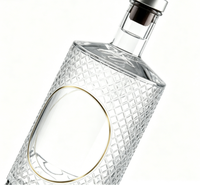 Bouteilles en verre de style carafe à base lourde, vides, pour spiritueux de luxe (Cognac, Tequila), emballage haut de gamme pour la vente au détail