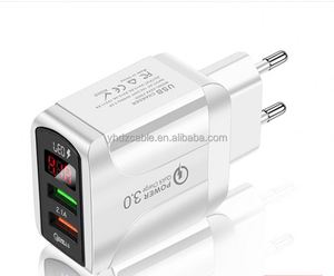 Nuevo Cargador Rápido para Teléfono con Pantalla Digital y Doble USB QC 3.0, 5V3A, Compatible con UE, EE. UU. y Reino Unido - Product Image 1