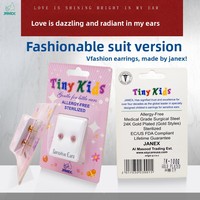 Vente en gros usine – Boucles d'oreilles pour enfants en acier inoxydable et zircon, personnalisées, transfrontalières, roses, stériles, en boîte, style coréen Janxe