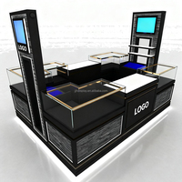 Kiosque personnalisable Stand centre commercial affichage LED en verre trempé métal contreplaqué cosmétiques parfum vitrines parfum Kiosque à vendre