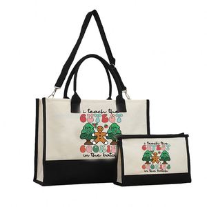 Bolsa de Lona Personalizada con Diseño de Papá Noel y Reno, Bolsa de Compras Navideña con Asas, Bolsa de Lona para Mujer - Product Image 3