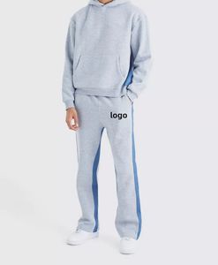 กางเกงวอร์มผ้าคอตตอนมีฮู้ดสำหรับผู้ชายกางเกงวิ่งทรงหลวมโอเวอร์ไซส์ผ้าคอตตอนลายทางทรงบานออกแบบได้ตามต้องการ - Product Image 3