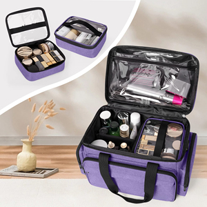 Grande trousse de maquillage avec séparateurs amovibles, trousse de maquillage de voyage pour ranger les cosmétiques et les accessoires capillaires - Product Image 5