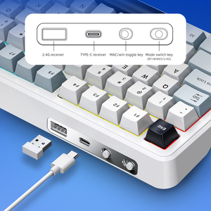 Thái độ bền 60% cơ khí trò chơi bàn phím với RGB đèn nền đầy đủ Key cắm nóng tùy chỉnh ba chế độ - Product Image 1