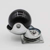 Roue pivotante industrielle en caoutchouc de 50 mm (2 pouces) avec frein et plaque supérieure, roue à billes en PVC pour salle de bain, salon, cuisine, canapé