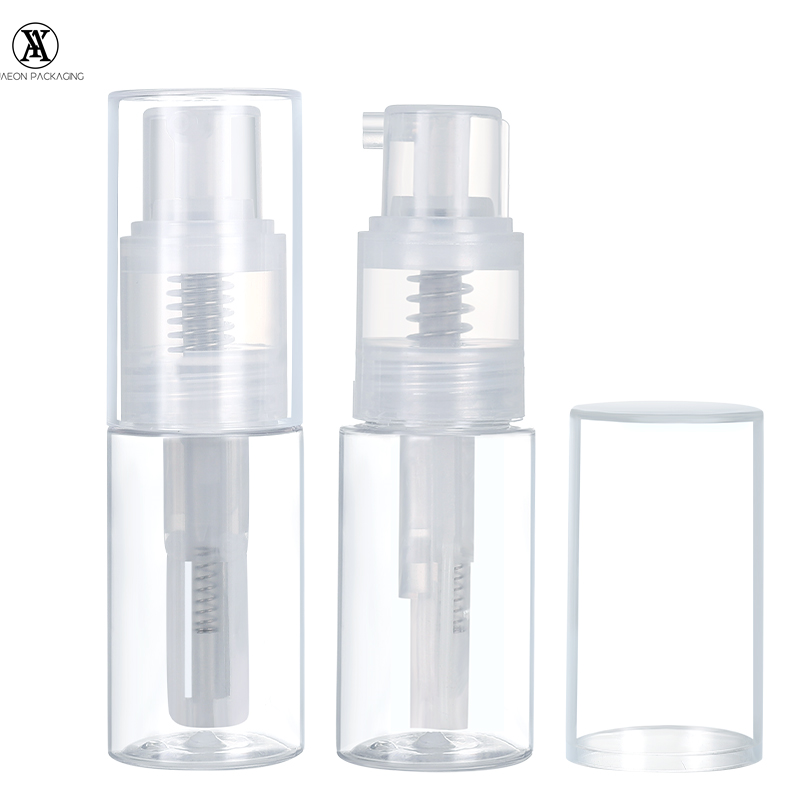 Empty plastic baby powder spray loose 35ml clear pet plastic glitter powder bottle refillable glitter spray with dispenser