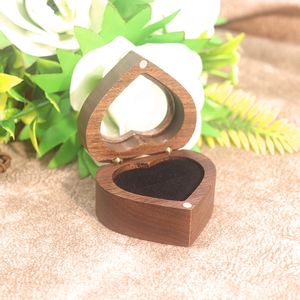 Solid <strong>Wood</strong> Black Walnut Window-Opening Heart-Shape Ring <strong>Box</strong> Elegant Diamond Jewelry <strong>Storage</strong> for Father's Day Gift - Product Image 1