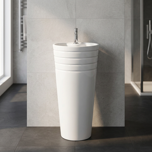One Piece Bathroom White Color Pedestal Sink Basin Ceramic Stand Cylinder Pedestal Wash Basins - Product Image 1